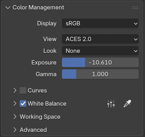 Color Management and White Balance preview settings