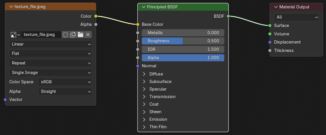 Principled BSDF material node setup