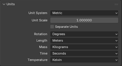 Scene Properties — Units