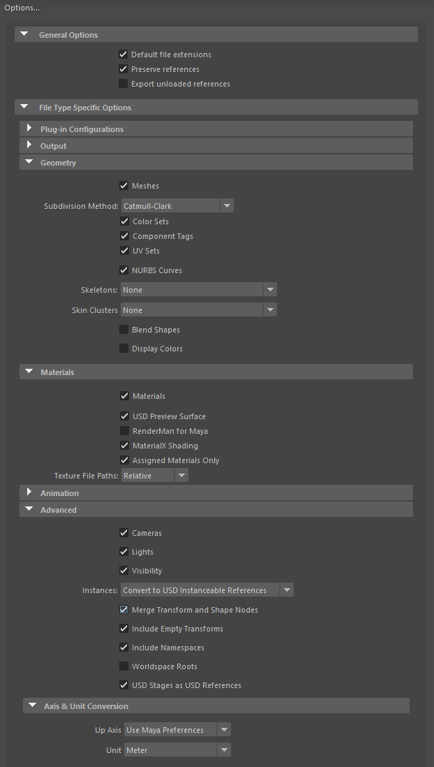 Maya Export All options