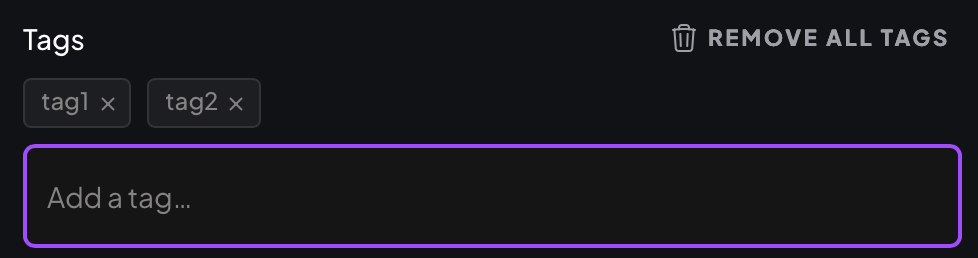 Tags panel showing added tags